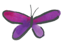 紫色蝴蝶的抽象水彩图像