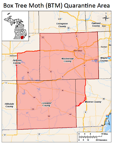 密歇根地图显示县的隔离。