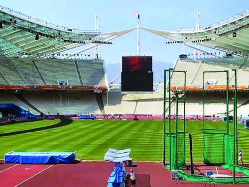 :希腊雅典奥林匹克体育场的便携式运动场。
